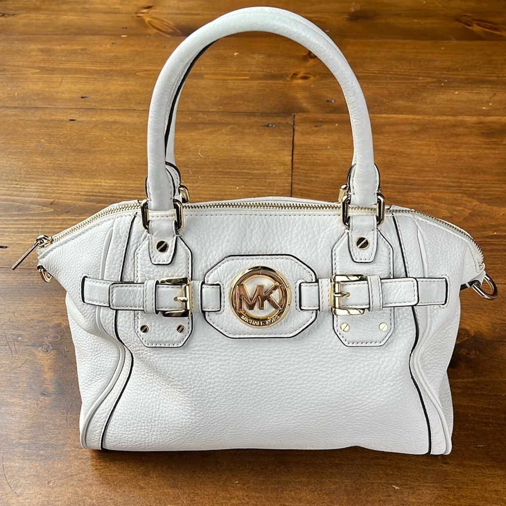 Michael Kors Hudson Cream/Ivory Leather Satchel Bag
